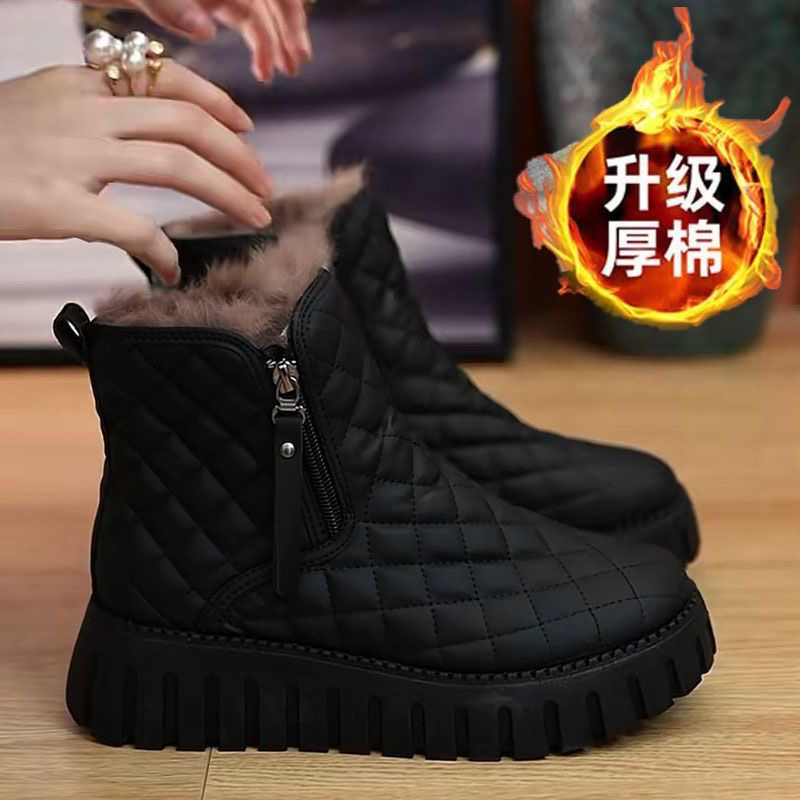 厚毛毛一体加绒加厚雪地靴女冬季新款棉鞋保暖抗寒短靴厚底大棉靴