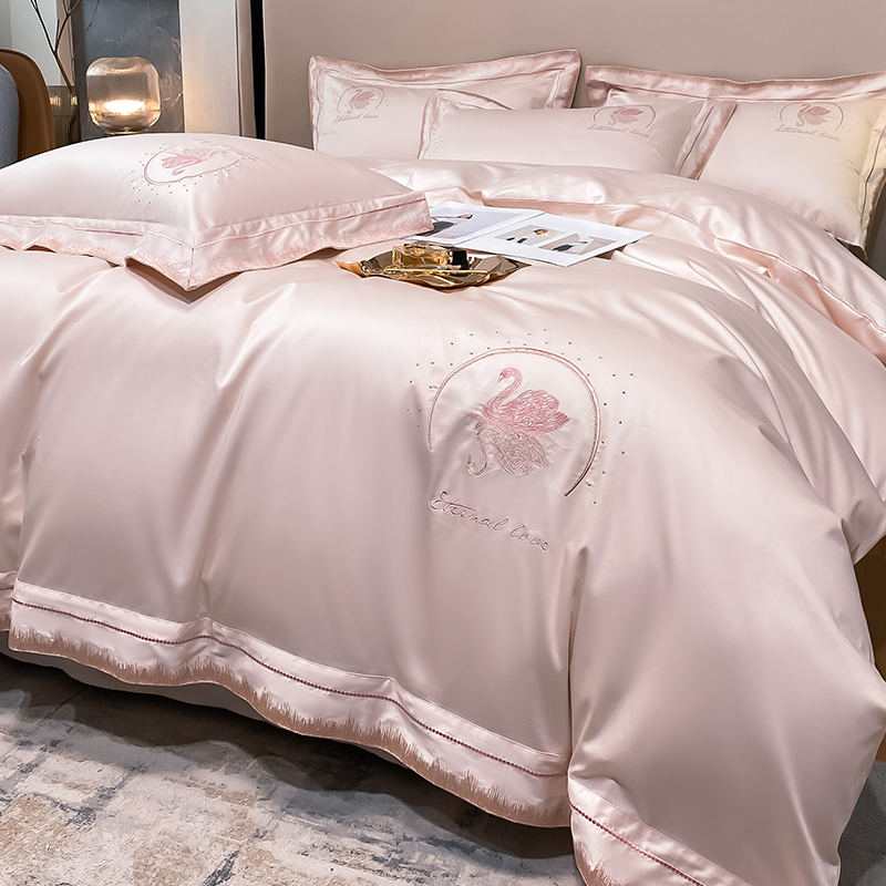 富安娜高档秋冬款长绒棉纯棉四件套全棉被套床单笠高级感床上用品