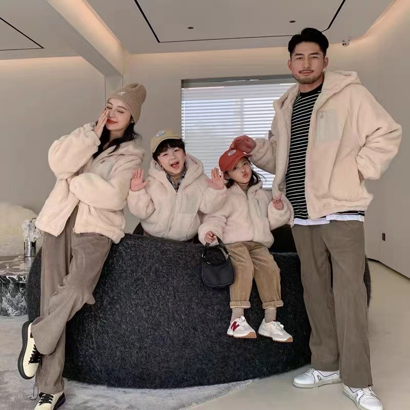 nana儿童韩版亲子款羔羔毛外套