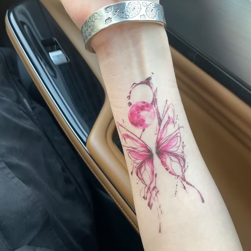 辣妹防水持久不掉彩绘性感胸前手臂蝴蝶月亮仿真彩色少女纹身贴女