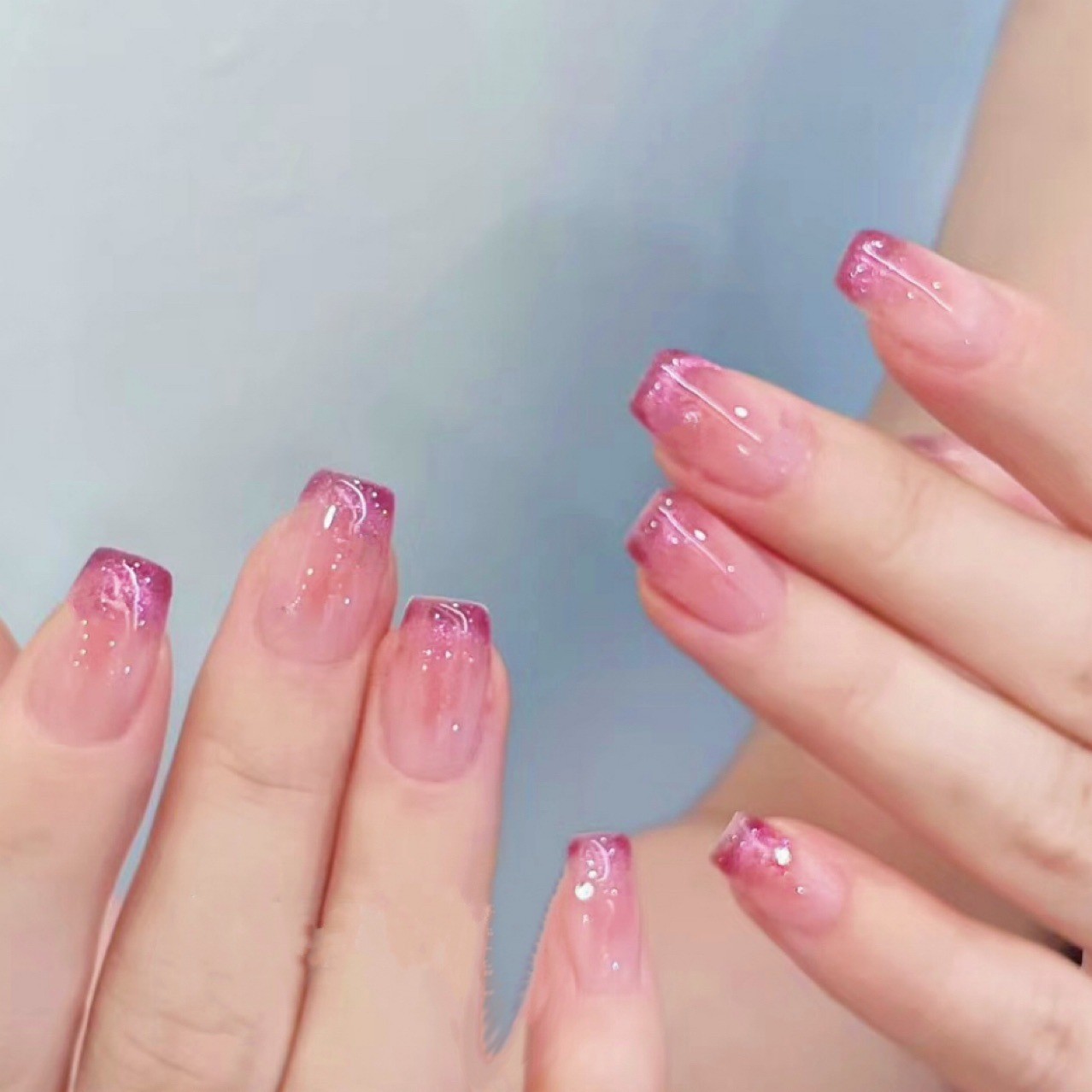 【短款】多巴胺火龙果色微笑猫眼穿戴美甲贴片24片B16