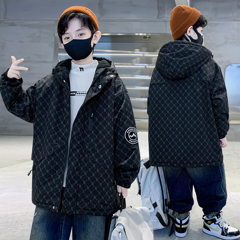 童装男童棉衣加绒秋冬装2023新款儿童加厚上衣中大童外套男孩棉袄