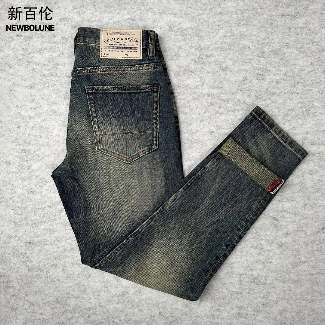 NEW BOLUNE/新百伦经典复刻赤耳男士丹宁牛仔裤直筒复古风休闲