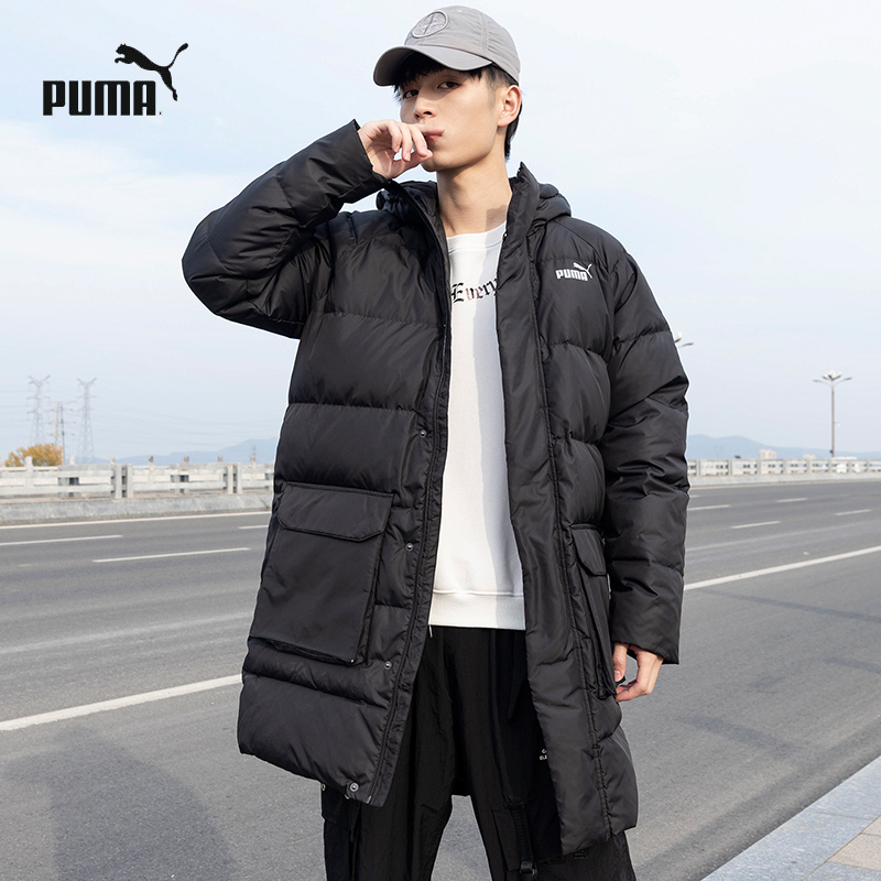 【80鸭绒】PUMA彪马羽绒服男装女装情侣黑色连帽长款休闲外套674641