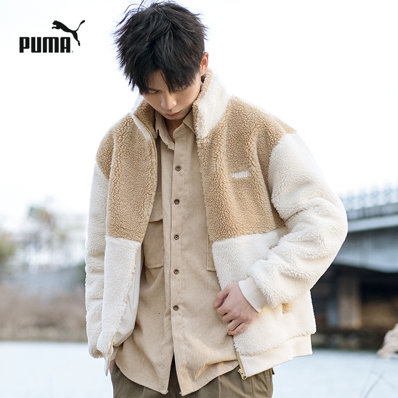 PUMA彪马仿羊羔绒外套男装冬季新款男士加厚运动服宽松夹克848954