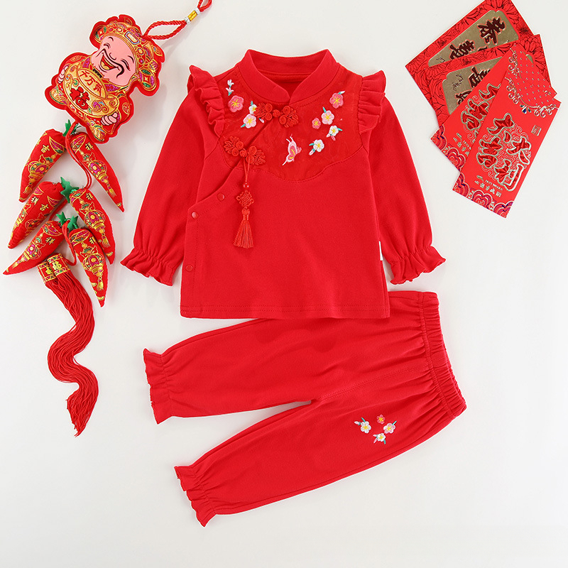 女宝宝一周岁礼服秋季套装夏秋装1男宝2满月百日岁宴抓周衣服唐装