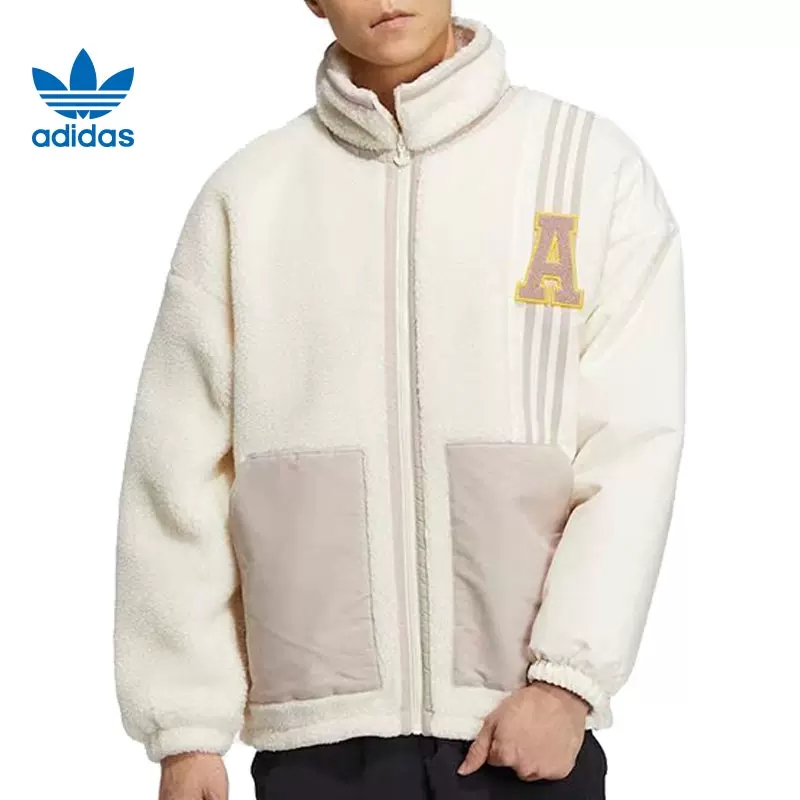 adidas/阿迪达斯三叶草秋冬新款运动立领保暖仿羊羔绒外套HY7234