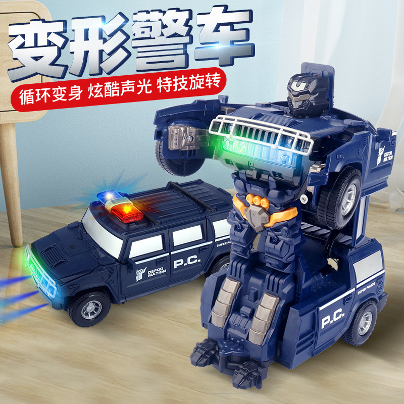 电动悍马汽车玩具万向自动变形警察车儿童跳舞机器人酷炫炫彩特技