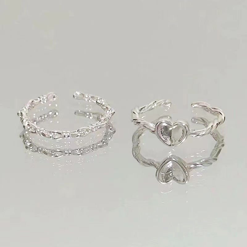 合金戒指 极简女款戒指设计小众甜心扭纹编织戒指爱心戒指简约指