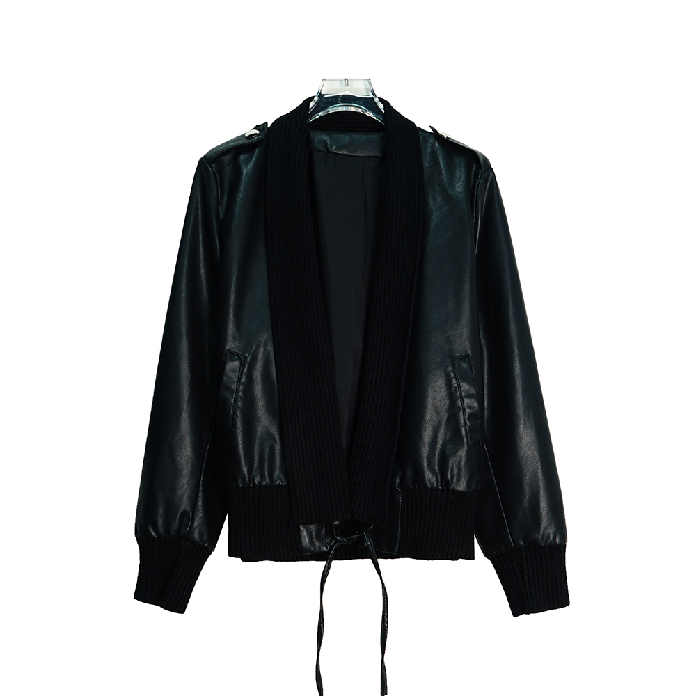 X24205【上新】高端洋气设计感百搭抽绳收腰潮流黑色外套3Q