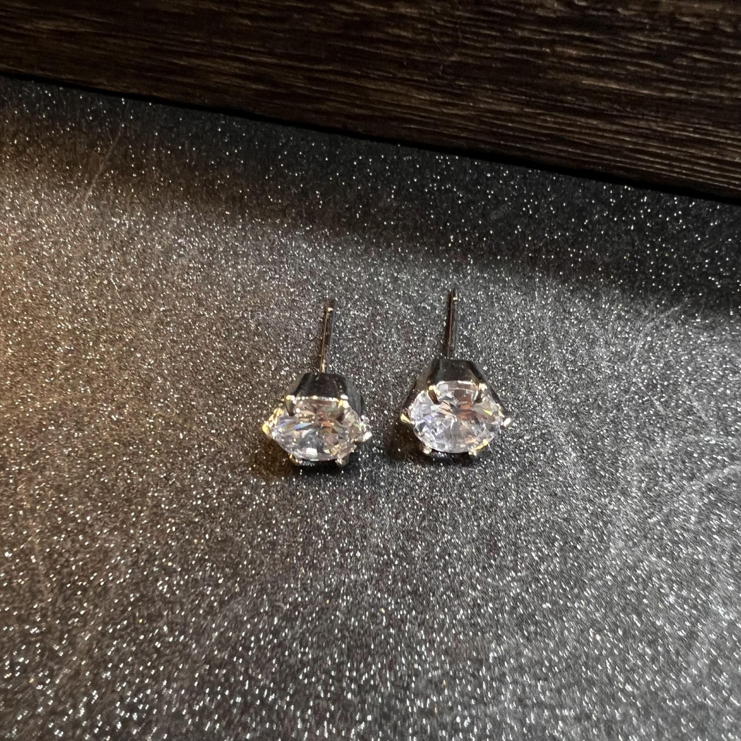 925银合成锆石耳饰 3412银色钻钻小耳钉JSA0001-3412