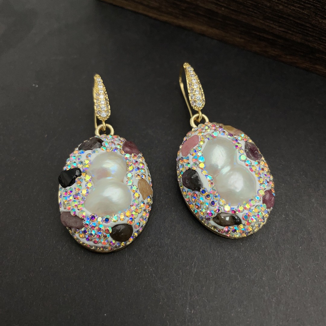 925银合成锆石耳饰 粉色钻钻耳钉