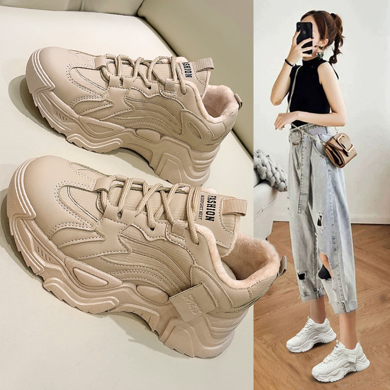 厚底小码老爹鞋女2023新款秋冬加绒运动鞋子复古百搭网红爆款女鞋
