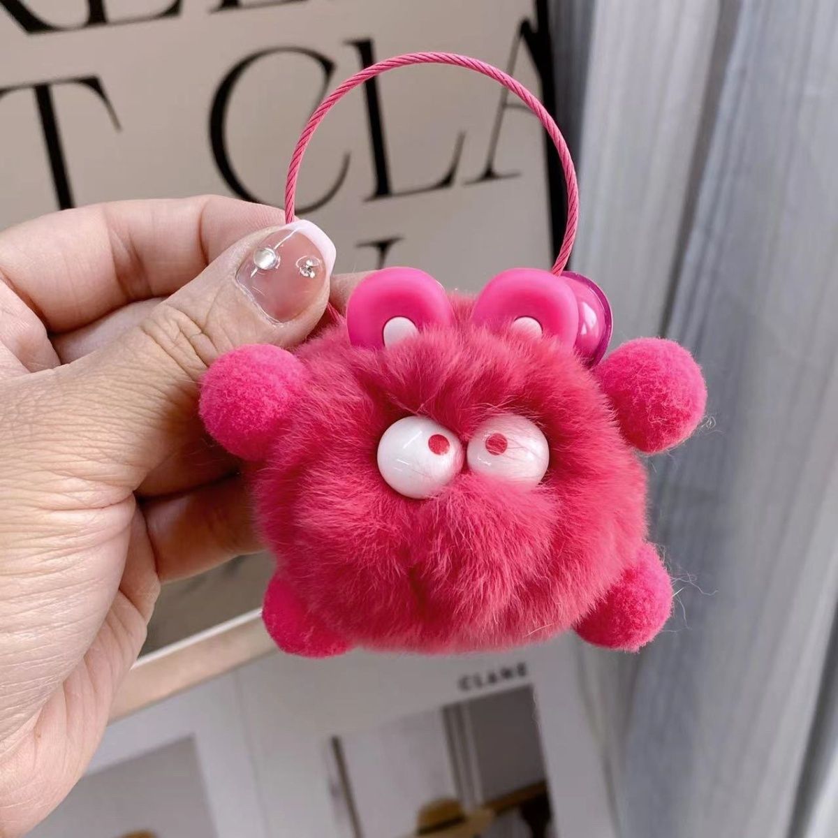 可爱兔毛小煤球包包挂件书包丑东西毛绒公仔钥匙挂饰卡通玩偶汽车