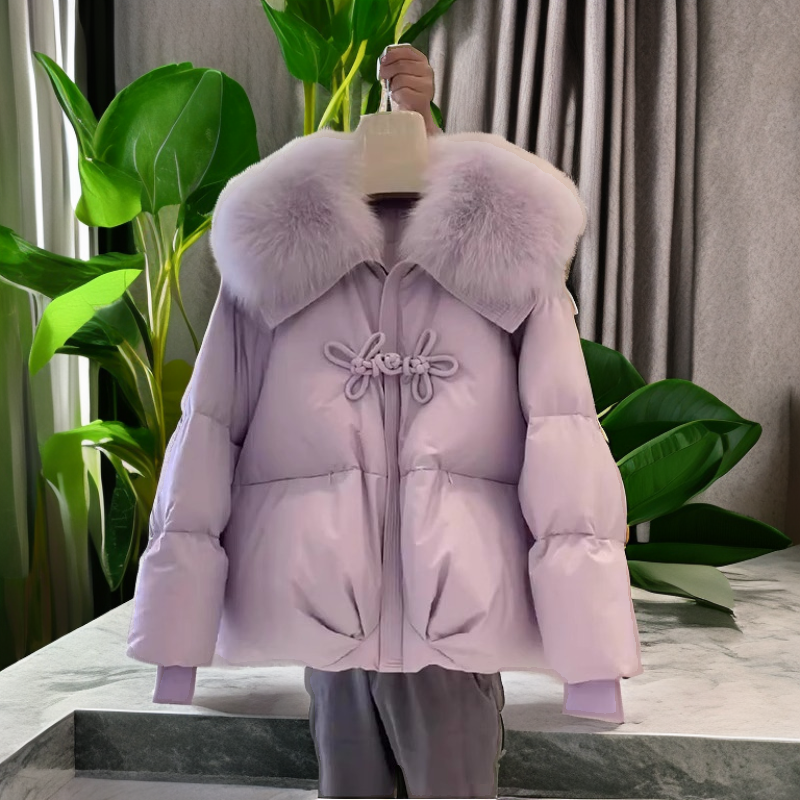 胖MM大码棉服女冬季2023新款大翻领小香风棉衣加厚外套花棉袄