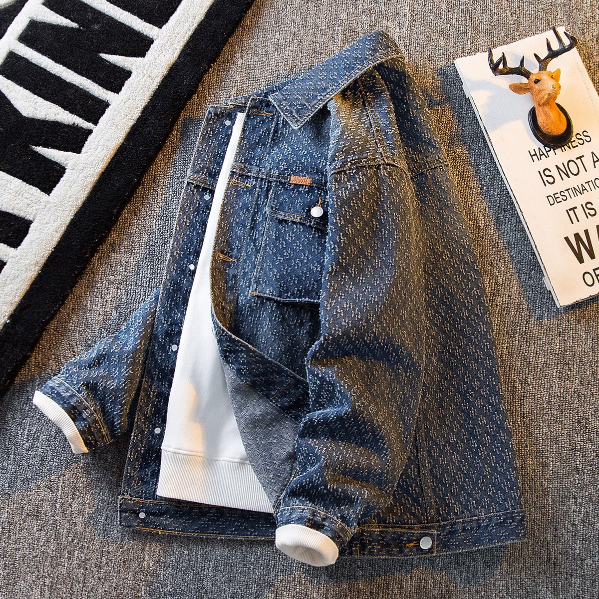 潮牌新款秋冬款潮男牛仔外套男士潮流痞帅高级感休闲长袖夹克外衣