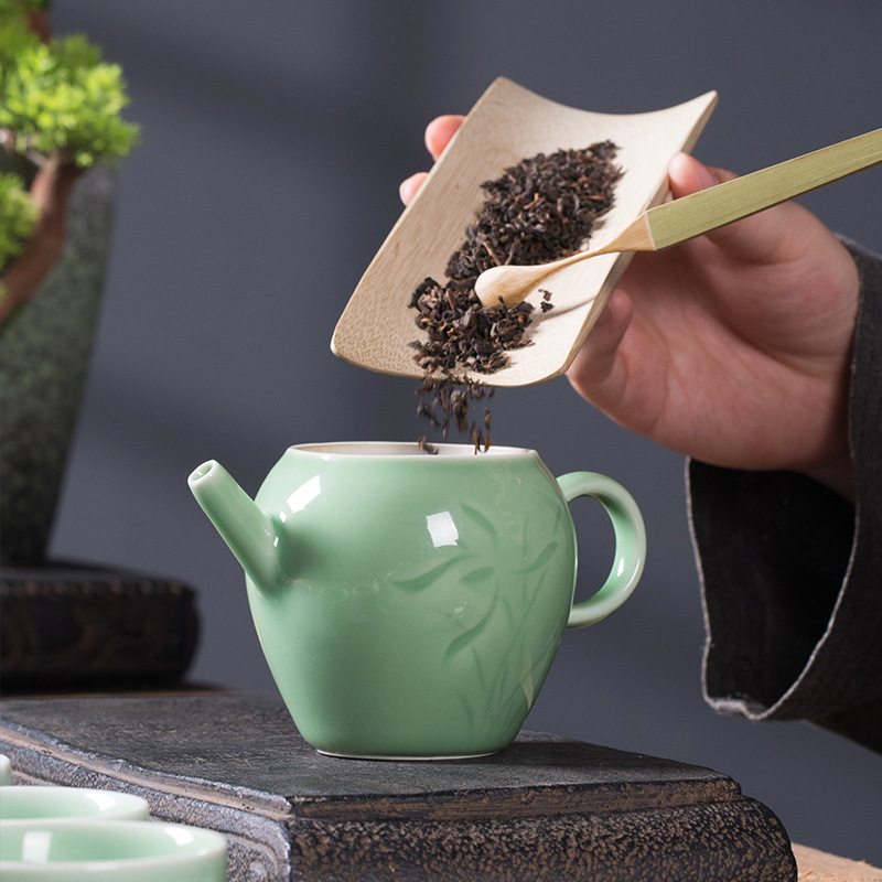 龙泉青瓷一壶两杯四杯茶具套装 陶瓷随手礼茶具