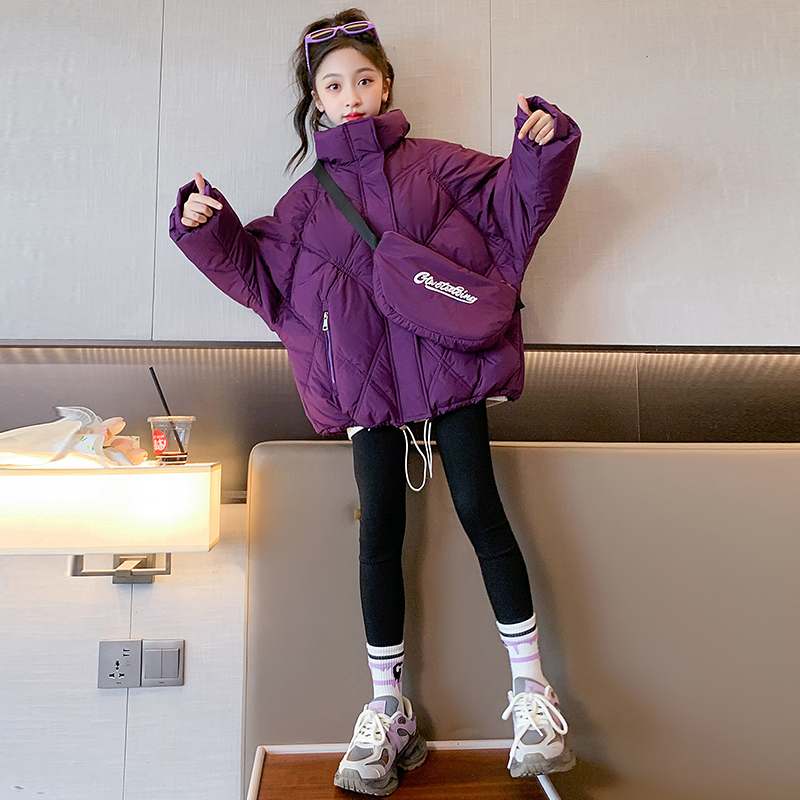 女童羽绒服冬装女孩中大儿童2023新款面包加厚冬季外套洋气潮8岁9