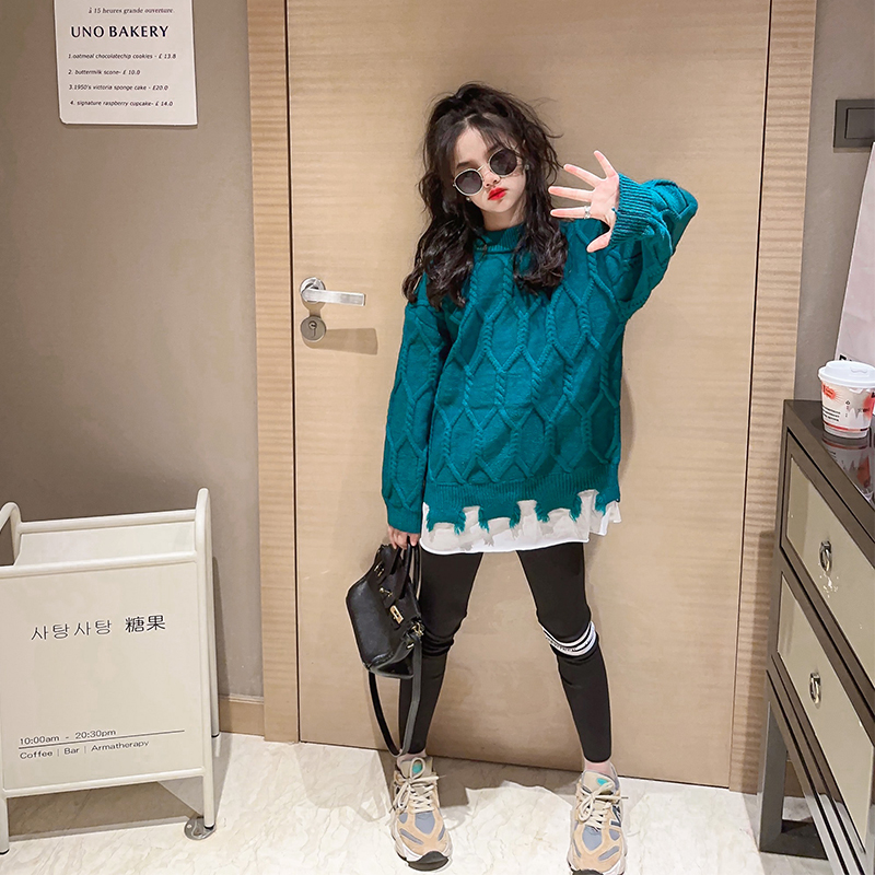 女童毛衣春秋2023新款洋气童装女大童儿童针织打底衫女孩秋装衣服