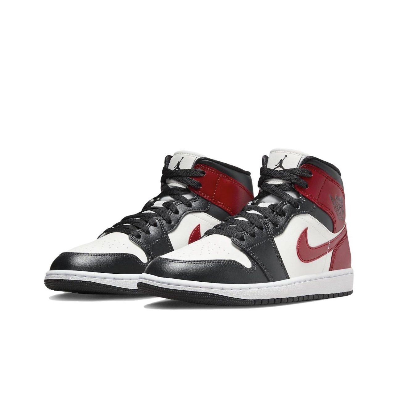 【世贸天阶JD】AJ1MID中帮复古篮球鞋 黑白红黑脚趾配色 BQ6472160