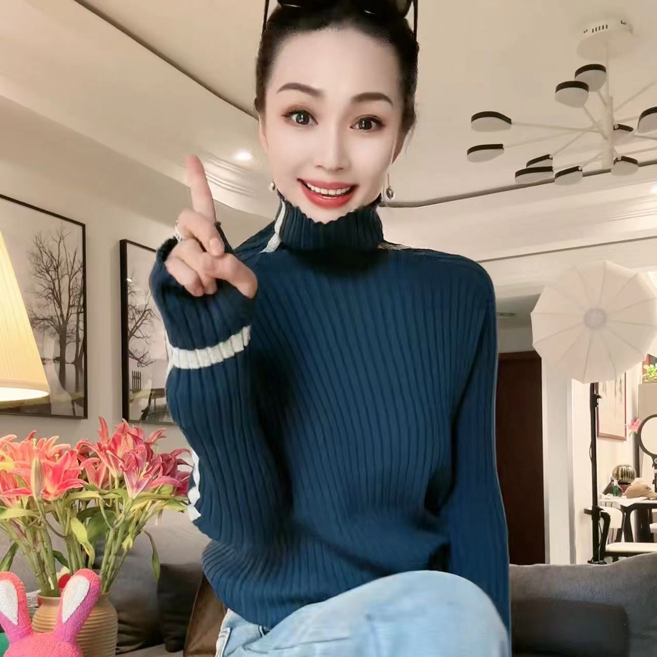 高弹显瘦打底针织上衣8620