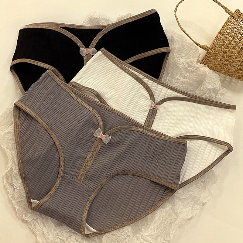 女士简约内裤女款中腰抗菌简约少女提臀透气三角裤