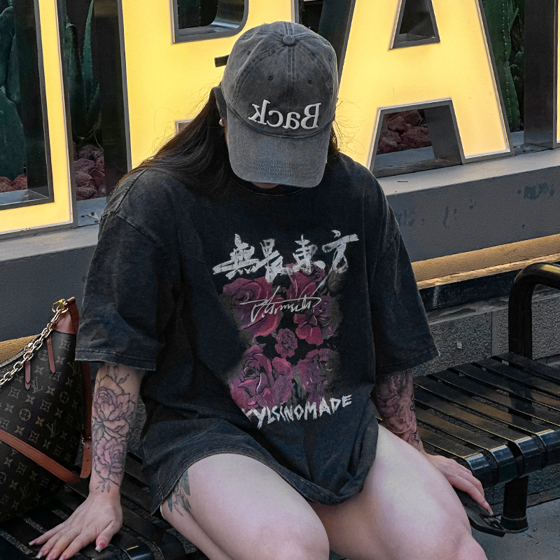 无畏东方小仙联名款健身水洗短袖t恤棉男女美式重磅运动oversize