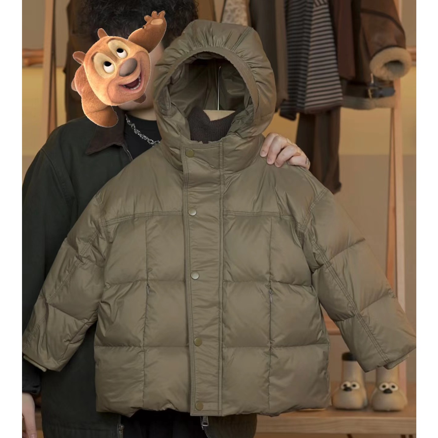 【小首尔】现货-男童韩版90白鸭绒羽绒服冬季纯色连帽外套HBB3101