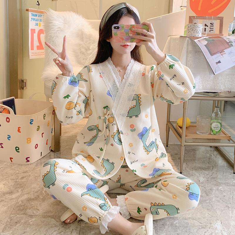 秋冬季空气棉月子服产后加厚10月份11喂奶哺乳孕妇睡衣女春秋坐月