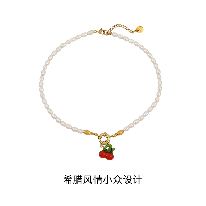 合金项链 Jennie白百何同款樱桃项链