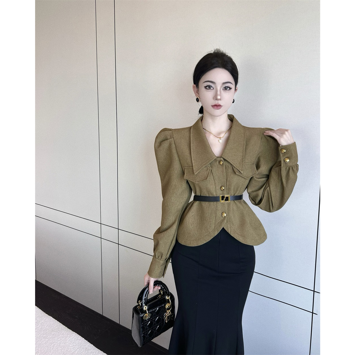 高级感职业装新款春时尚御姐风名媛气质外套鱼尾半身裙女装