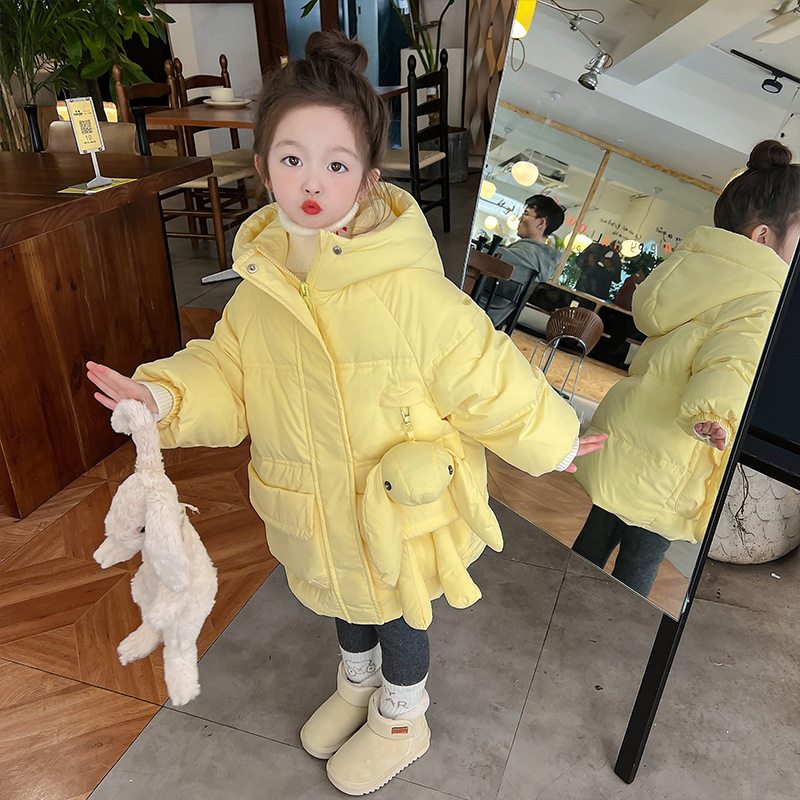 女童连帽棉服冬装2023新款洋气儿童加厚外套秋冬款女宝宝棉衣冬季