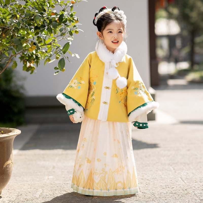 女童汉服冬季古装拜年服新款冬款儿童唐装中国风女孩过年服秋冬装