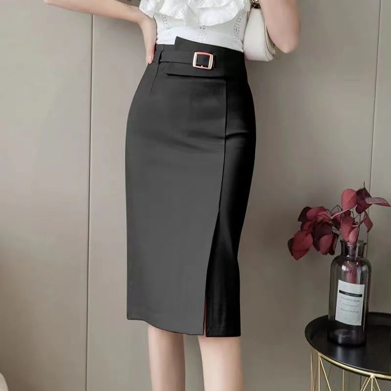 半身裙女2023秋季新款高腰显瘦气质职业A字裙一步裙中长包臀裙