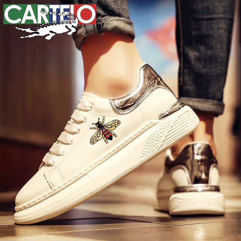 鳄鱼板鞋男鞋2023新款秋季透气休闲鞋小蜜蜂鞋子男潮鞋男士小白鞋