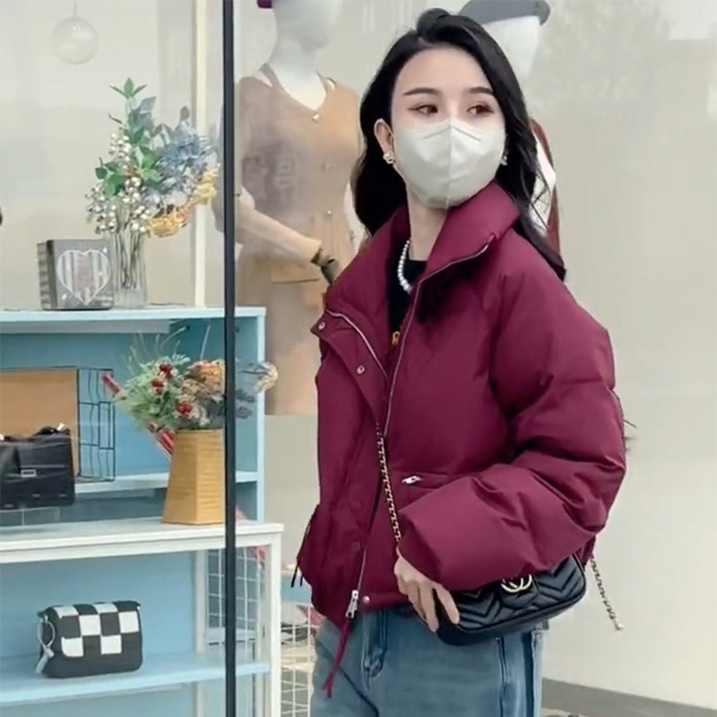 【608】2023秋冬短款棉服女立领韩版加绒加厚棉袄面包服冬装外套ins