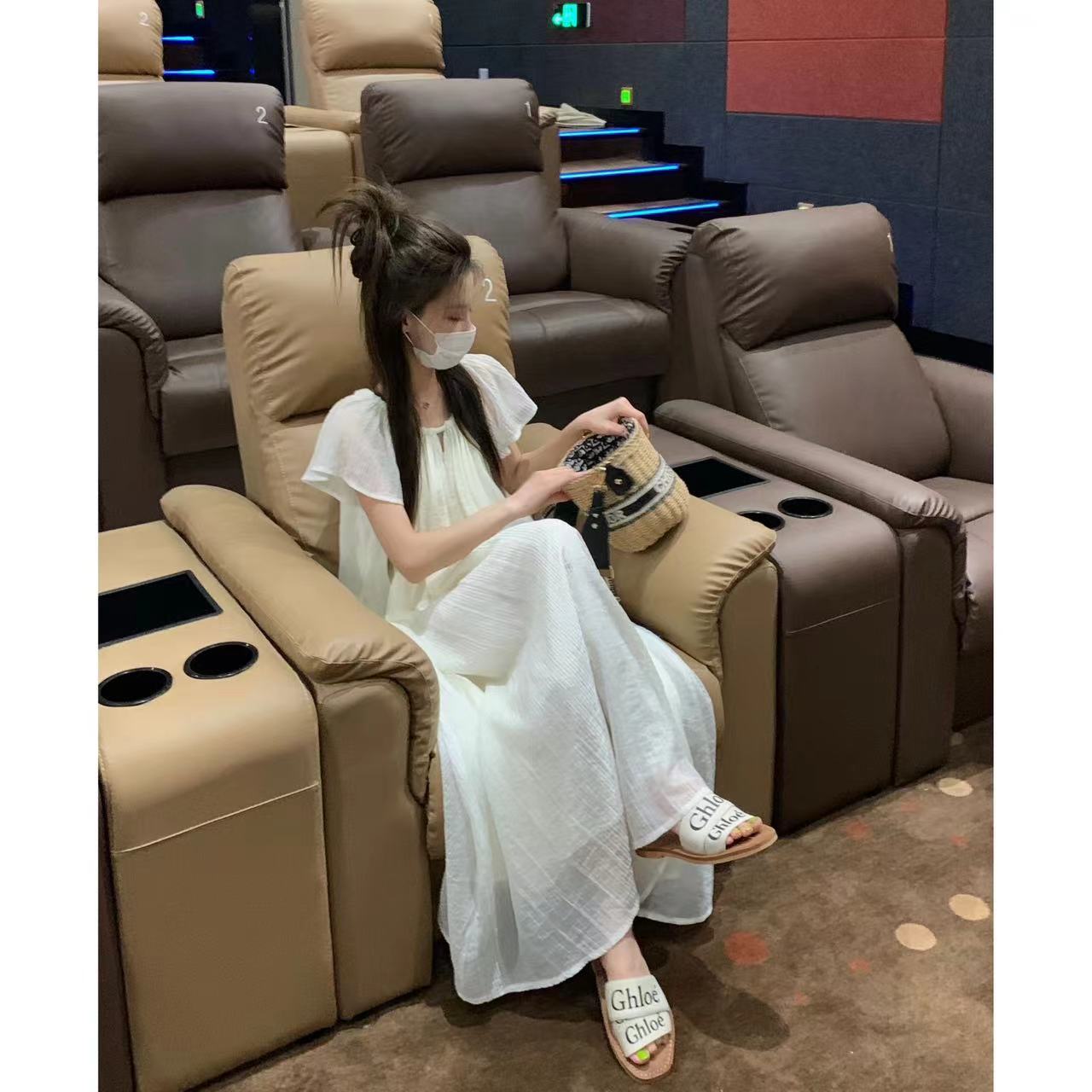 秘境白茶 系带飞袖连衣裙