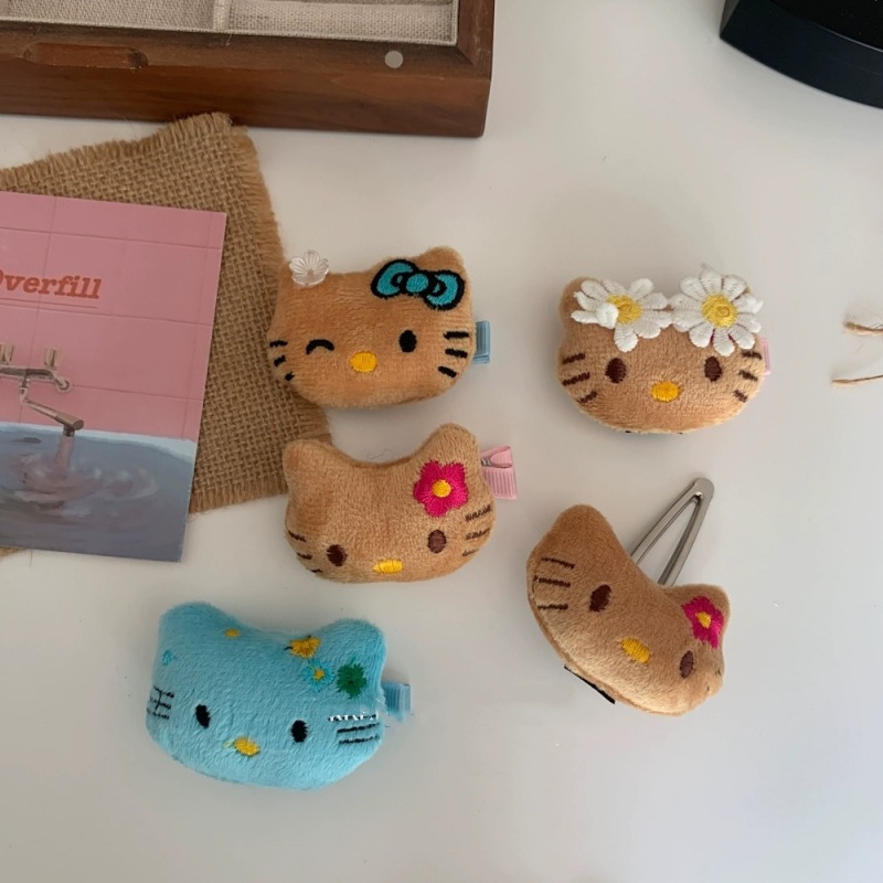 非金属发饰 kt发夹可爱鸭嘴夹卡通猫咪刘海夹蓝皮