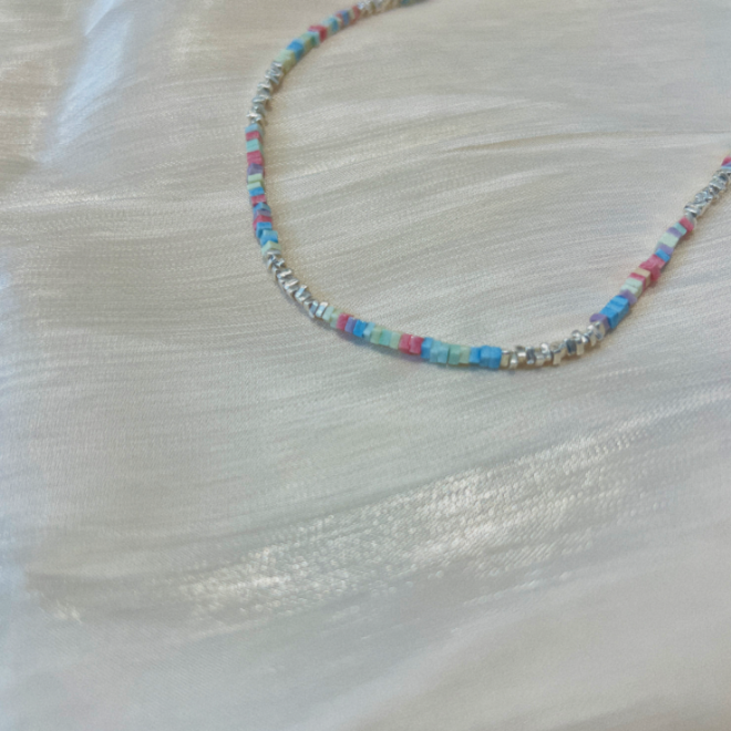 非金属项链 JIUJIU 【七彩灵石】百搭彩色甜美手工小众项链