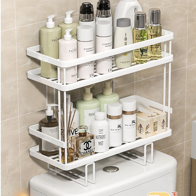 马桶上方双层置物架卫生间免打孔浴室厕所洗手间用品储物架子收纳