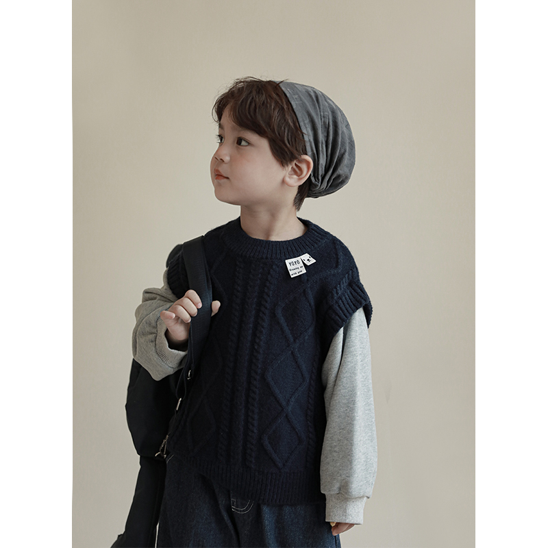 幼悠男童春秋衣服宝宝洋气假两件上衣儿童韩版时髦针织卫衣 N1096