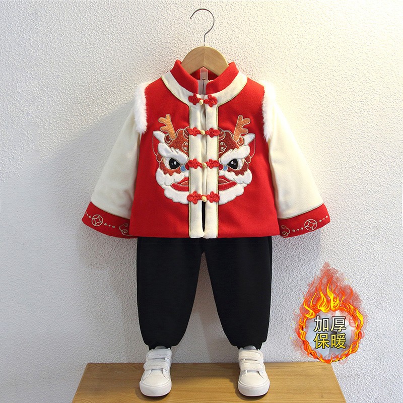男童拜年服汉服冬季儿童唐装中国风新年套装周岁礼服宝宝过年衣服