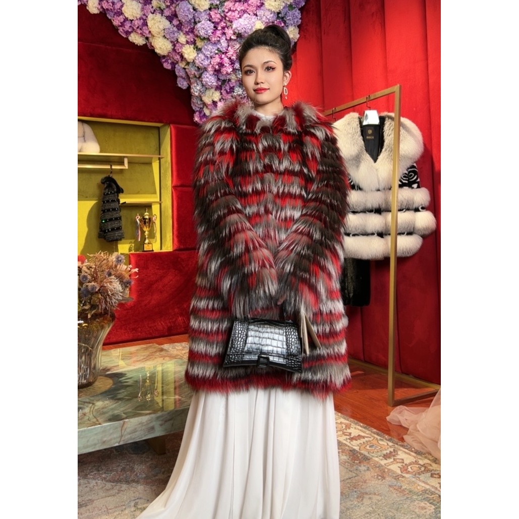 香港紫貂2023冬季新品秀场女装狐狸毛女士毛皮草外套H21202