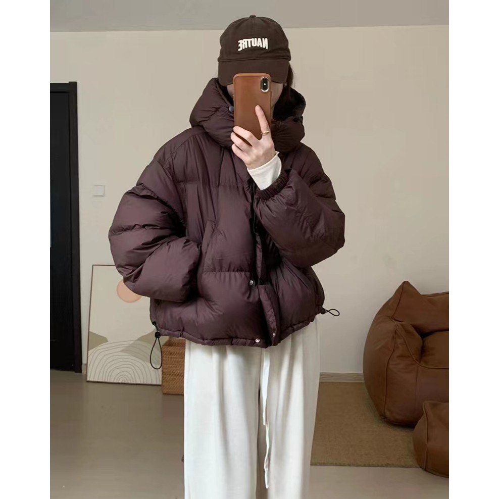 【灿灿2】羽绒服连帽设计款宽松小个子白鸭绒加厚冬季外套