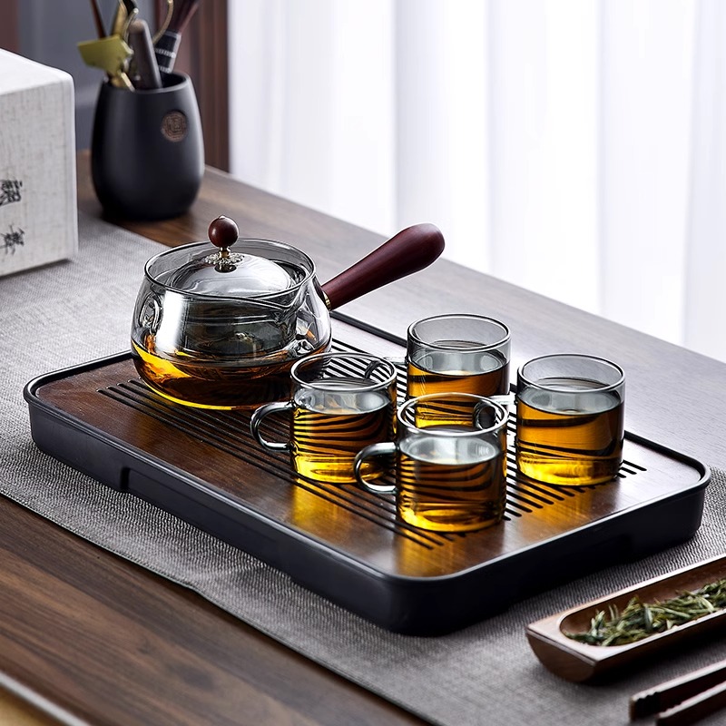 玻璃逍遥壶功夫茶具套装家用办公室侧把壶旋转泡茶壶煮茶器电陶炉