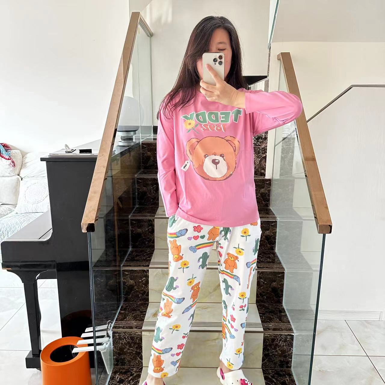 秋冬少量女士纯棉亲肤透气休闲时尚印花家居服套装230272