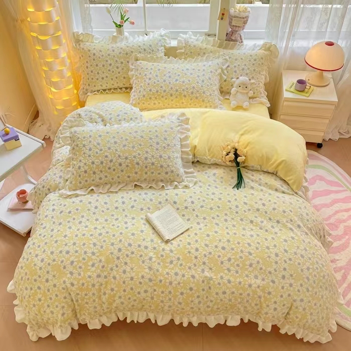 【欧阳翠花专属】达芬奇家纺 可爱风雕花牛奶绒四件套-魅维斯