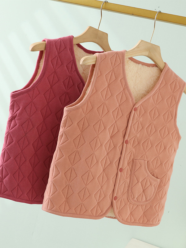 冬季新款加绒加厚马甲羊差毛马甲无神外套女马甲羊羔毛绒保暖