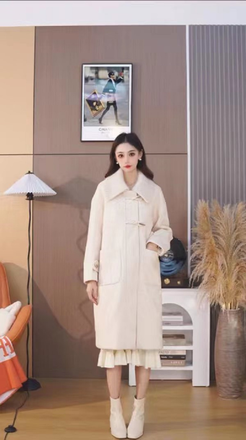 【90白鹅绒】2023冬季新款学院风羊毛大衣时尚女冬款加厚毛领外套