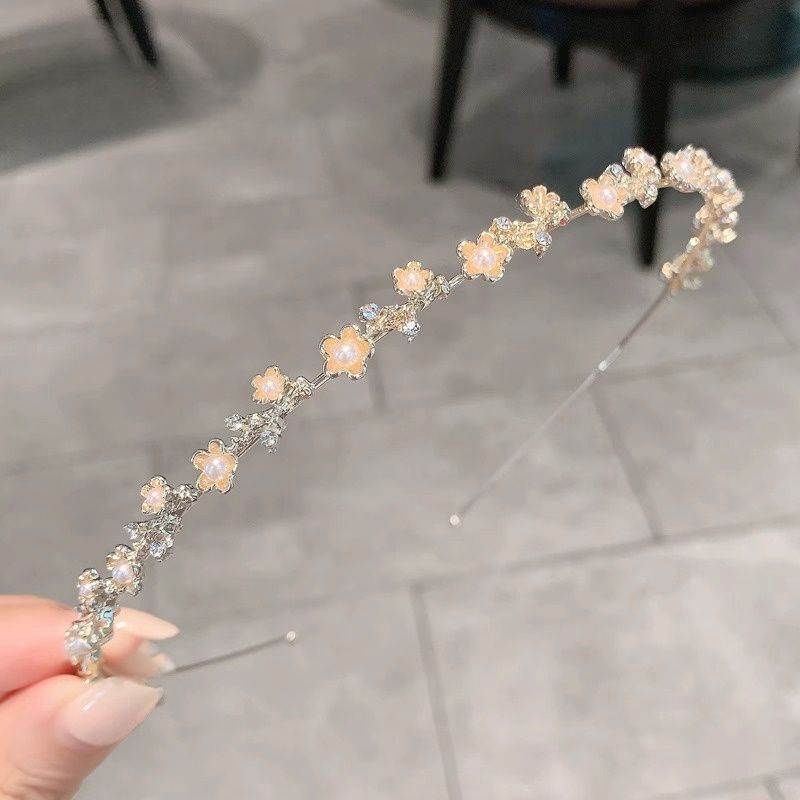 森系复古超仙珠珠花朵发箍轻奢法式公主ins高级感发饰不勒头镶钻